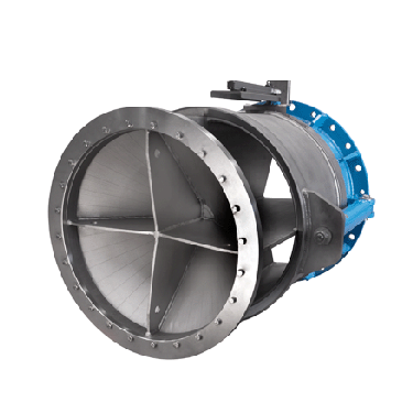 Vanne à jet creux ou dissipation d´énergie de décharge atmosphérique pour la fermeture et la régulation de vidanges de fond et de conduites intermédiaires de barrages et de réservoirs